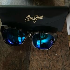 Maui Jim Luxury Monstera Leaf 24k Custom Sun Glasses with blue lenses
